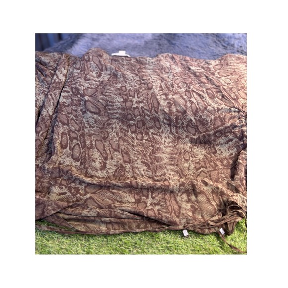 Michael Kors Snakeskin Print Brown Tunic Top Blouse S/M Drawstring - Picture 1 of 13